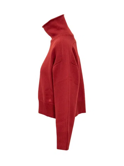 Loulou Studio Stintino Wool Blend Turtleneck Sweater In Red