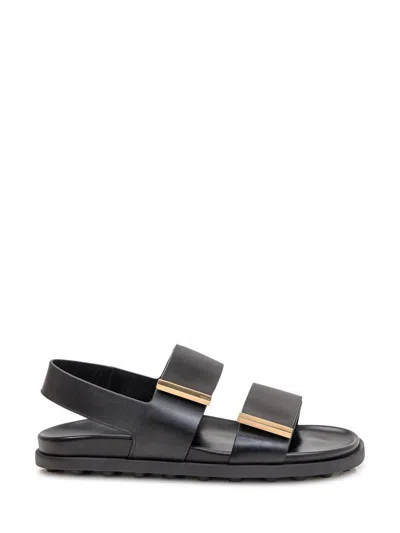 Tod's Women Sandal With Two Leather Straps In Black