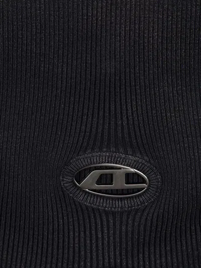 Diesel M-anchor-a Cropped Denim Sweatshirt With Cut-out Detail