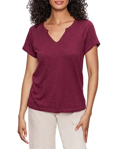 Sanctuary Notch V-neck Cotton Blend T-shirt In Purple