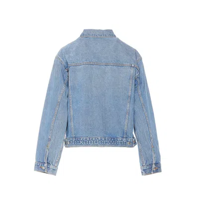 Alexander Wang Women Embossed Logo Trucker Denim Jacket In Blue