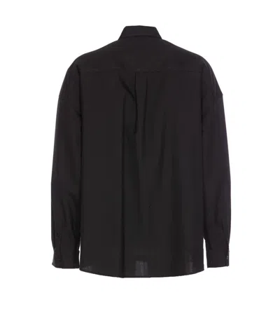 Marni Cool Wool Shirt With Contrast Stitching Shirt And Blouse Black In Blue