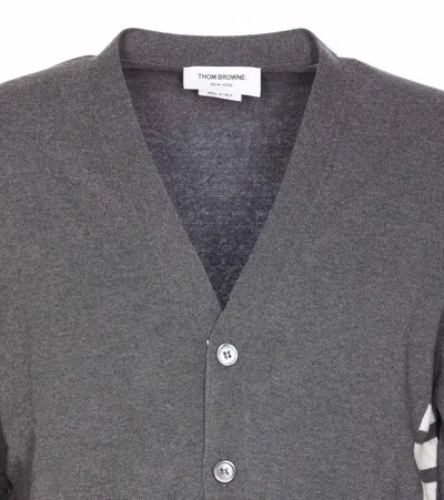 Thom Browne 4bar Cotton Cardigan In Gray