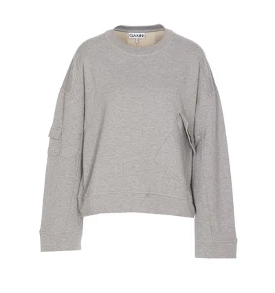 Ganni Oversized Sweatshirt Sweatshirts Grey In Gray