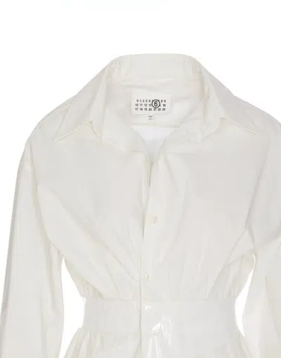 Mm6 Maison Margiela Mm6 By Maison Margiela Tailored Cotton Poplin Shirt In White