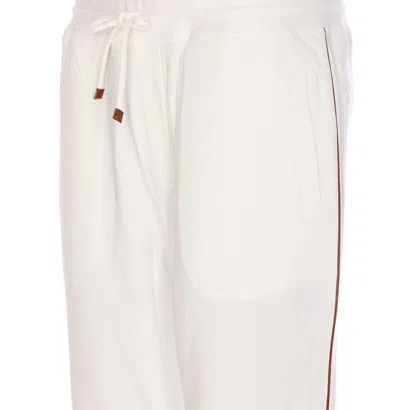 Brunello Cucinelli Men Track Pants With Edging In White