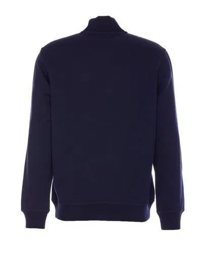 Brunello Cucinelli Zip-up Blue Sweatshirt With High Collar And Relaxed Fit In Blue