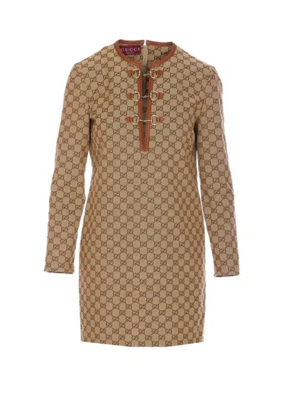 Gucci Women Gg Mini Dress With Horsebit
