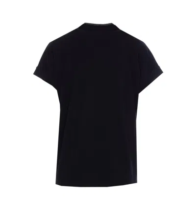 Brunello Cucinelli V-neck Short Sleeve T-shirt With Rolled Sleeves In Black