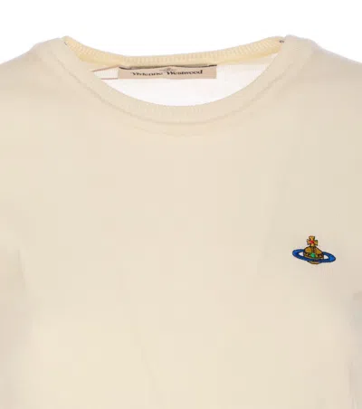 Vivienne Westwood Ribbed Hem Crewneck Top With Short Sleeves In Neutral