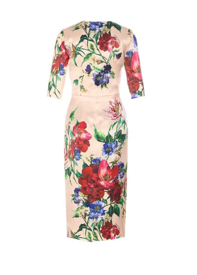 Dolce & Gabbana Women Satin Dress With Iconic Floral Print