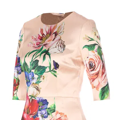 Dolce & Gabbana Women Satin Dress With Iconic Floral Print