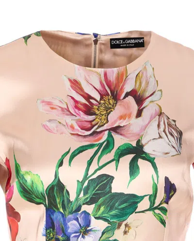 Dolce & Gabbana Women Satin Dress With Iconic Floral Print