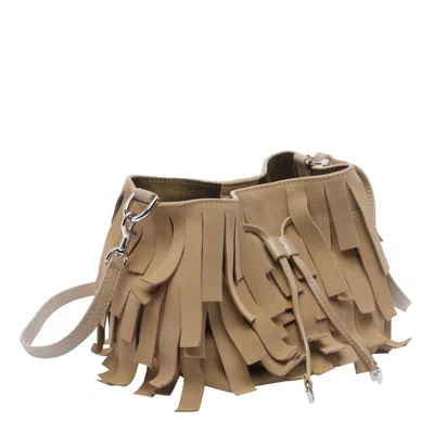 Hogan Hocket Mini Bucket Bag In Suede With Fringe Workmanship