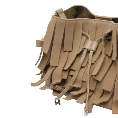 Hogan Hocket Mini Bucket Bag In Suede With Fringe Workmanship