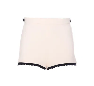Elisabetta Franchi High Waist Scalloped Hem Shorts With Contrast Trim In Pink