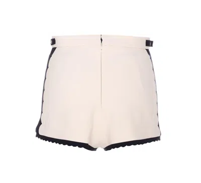 Elisabetta Franchi High Waist Scalloped Hem Shorts With Contrast Trim In Pink