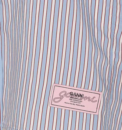 Ganni Multicolor Shirt With All-over Stripes And Logo Patch On The Front In Viscose Blend Woman