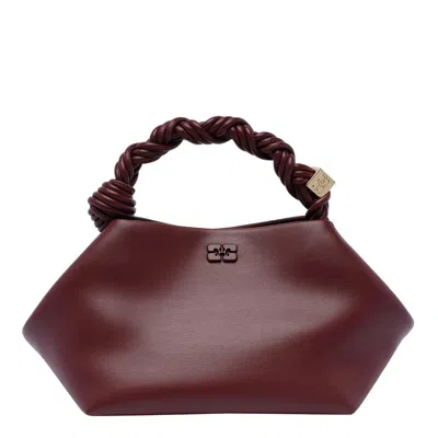 Ganni Bou Red Handbag With Butterfly Logo And Hand-braided Strands In Leather Woman