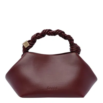 Ganni Bou Red Handbag With Butterfly Logo And Hand-braided Strands In Leather Woman
