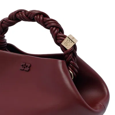 Ganni Bou Red Handbag With Butterfly Logo And Hand-braided Strands In Leather Woman