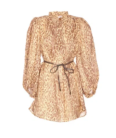 Zimmermann Leopard Print Cascadian Blouse In Multi
