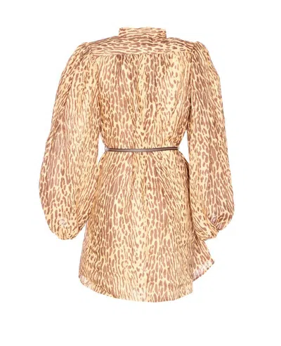 Zimmermann Leopard Print Cascadian Blouse In Multi