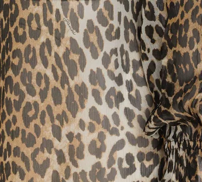 Ganni Printed Viscose Chiffon Tie String Shirt Shirts Animalier In Animal Print