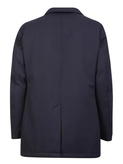 Herno Double Breasted Coat In Blue