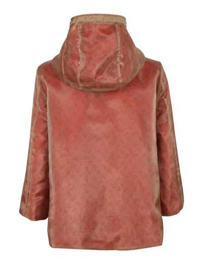 Herno Velour Zip-up Hoodie In Red