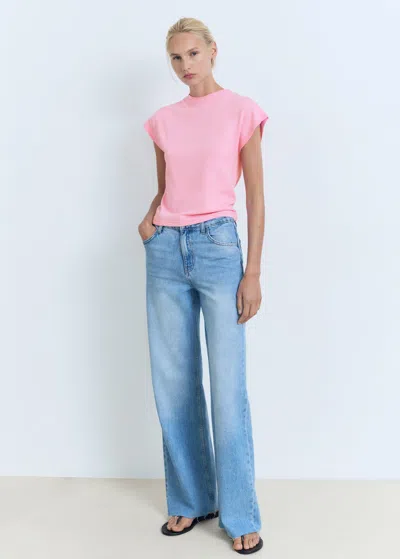 Mango Short Sleeve Sweater Pastel Pink In Pink