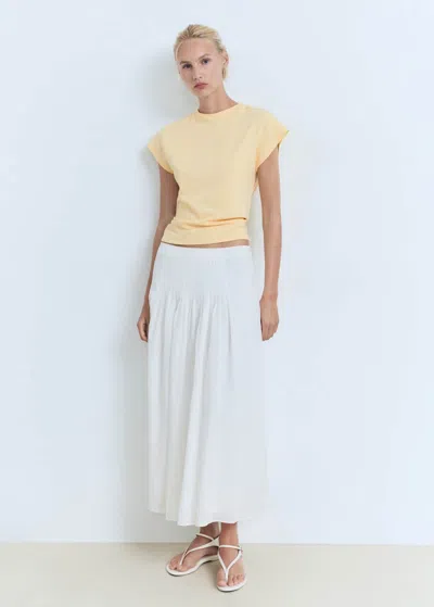 Mango Short Sleeve Sweater Pastel Yellow In Yellow