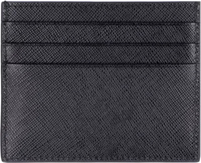 Prada Black Leather Card Holder In Black