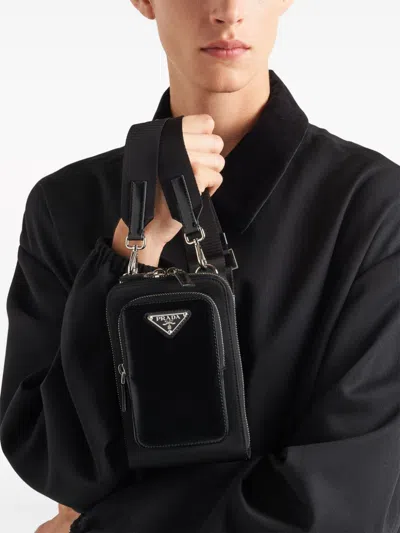 Prada Black Nylon And Leather Phone Case