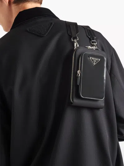 Prada Black Nylon And Leather Phone Case