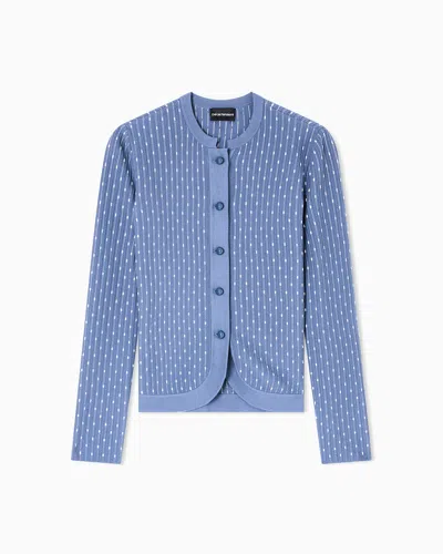 Emporio Armani Polka-dot Viscose-jacquard Plain-knit Cardigan