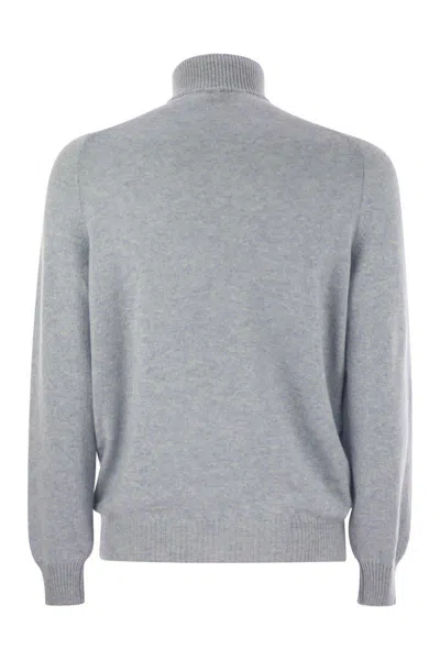 Fedeli Favonio Persia - Cashmere Half-zip Sweater In Gray