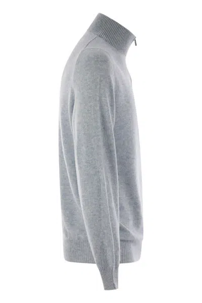 Fedeli Favonio Persia - Cashmere Half-zip Sweater In Gray