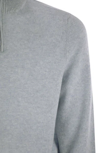 Fedeli Favonio Persia - Cashmere Half-zip Sweater In Gray