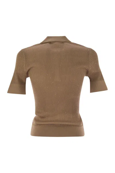 Max Mara Studio Uberta - Wool And Silk Polo Shirt With Sequins