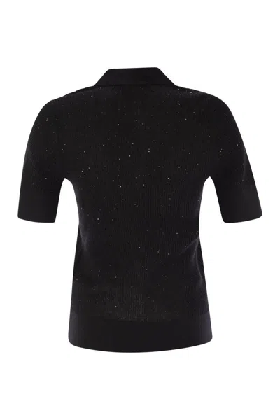Max Mara Studio Uberta - Wool And Silk Polo Shirt With Sequins