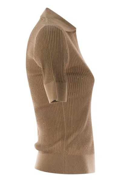 Max Mara Studio Uberta - Wool And Silk Polo Shirt With Sequins