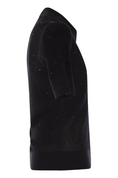Max Mara Studio Uberta - Wool And Silk Polo Shirt With Sequins