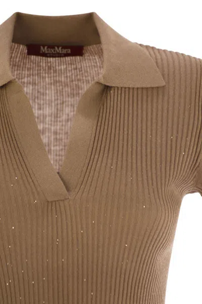 Max Mara Studio Uberta - Wool And Silk Polo Shirt With Sequins
