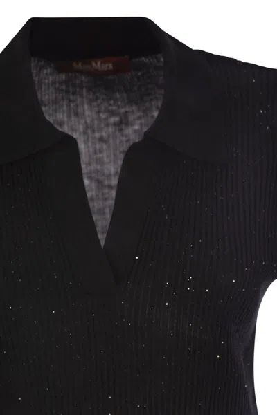 Max Mara Studio Uberta - Wool And Silk Polo Shirt With Sequins
