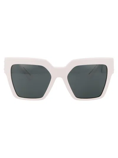 Versace Logo-embossed Square-frame Sunglasses In White