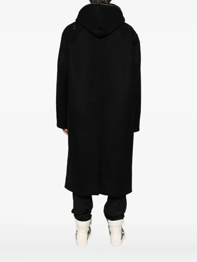 Rick Owens Dracucollar Fold-neck Zip-front Leather Coat In Black