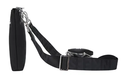 Mlb Ny New York Yankees Silver Logo Zipper Shoulder Messenger Bag Black