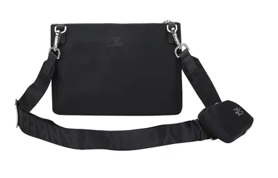 Mlb Ny New York Yankees Silver Logo Zipper Shoulder Messenger Bag Black