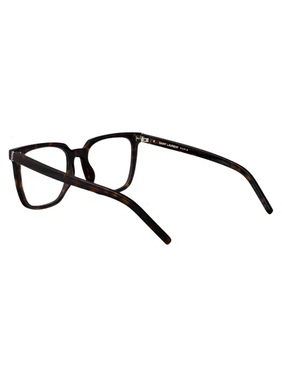 Saint Laurent Havana-havana-transparent Recycled Acetate Glasses In Brown